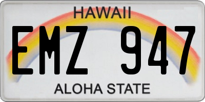 HI license plate EMZ947