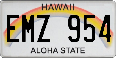 HI license plate EMZ954
