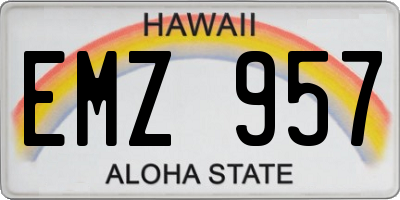 HI license plate EMZ957
