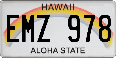HI license plate EMZ978