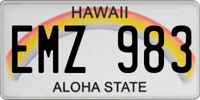 HI license plate EMZ983