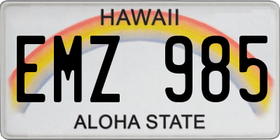 HI license plate EMZ985