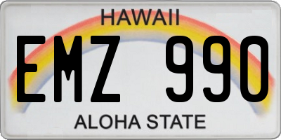 HI license plate EMZ990