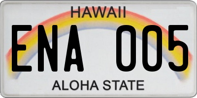 HI license plate ENA005