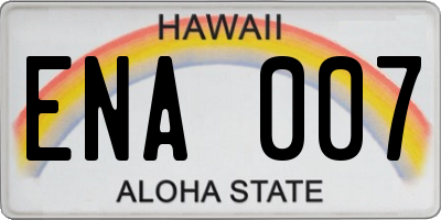 HI license plate ENA007