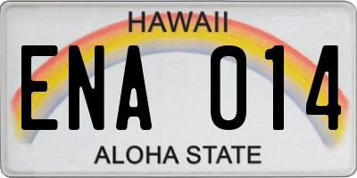 HI license plate ENA014