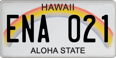 HI license plate ENA021