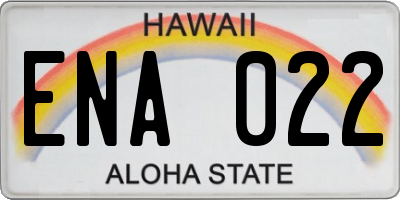 HI license plate ENA022