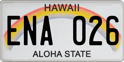 HI license plate ENA026
