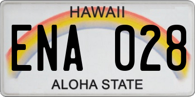 HI license plate ENA028