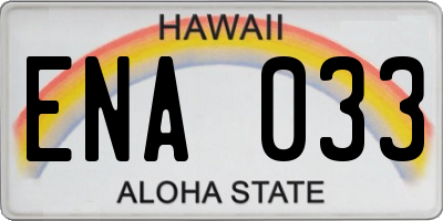 HI license plate ENA033