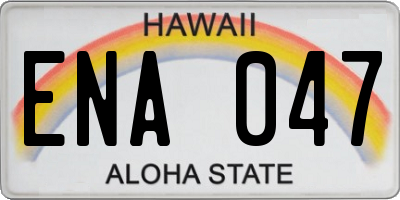 HI license plate ENA047