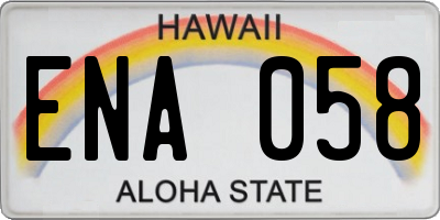 HI license plate ENA058