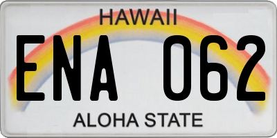 HI license plate ENA062