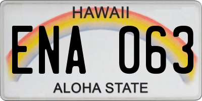 HI license plate ENA063