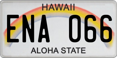 HI license plate ENA066