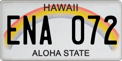 HI license plate ENA072