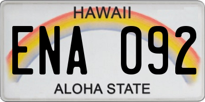 HI license plate ENA092