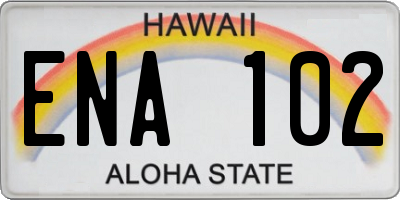 HI license plate ENA102