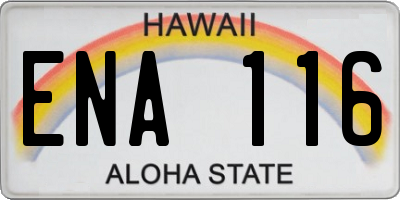 HI license plate ENA116