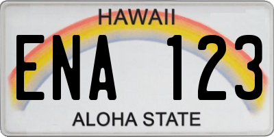 HI license plate ENA123