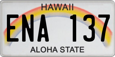 HI license plate ENA137