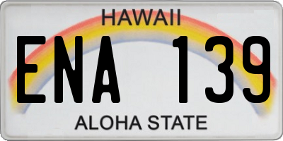 HI license plate ENA139