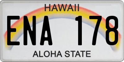HI license plate ENA178