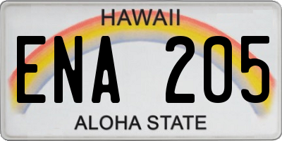 HI license plate ENA205