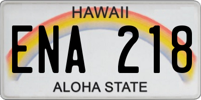 HI license plate ENA218