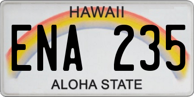 HI license plate ENA235