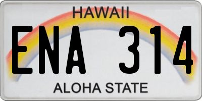 HI license plate ENA314