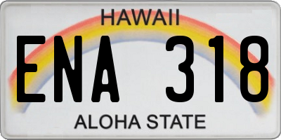 HI license plate ENA318