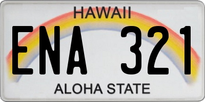 HI license plate ENA321