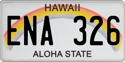 HI license plate ENA326