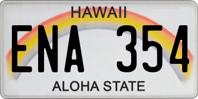 HI license plate ENA354