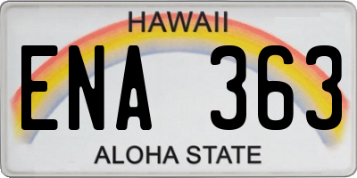 HI license plate ENA363