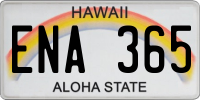HI license plate ENA365