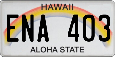 HI license plate ENA403