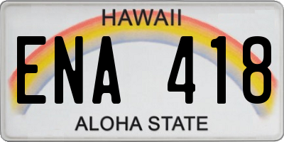 HI license plate ENA418