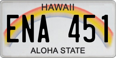 HI license plate ENA451