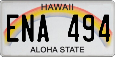 HI license plate ENA494