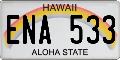 HI license plate ENA533