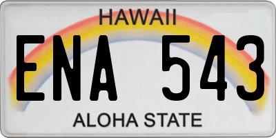 HI license plate ENA543
