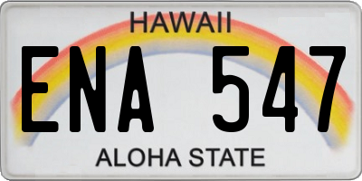 HI license plate ENA547