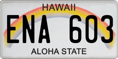 HI license plate ENA603