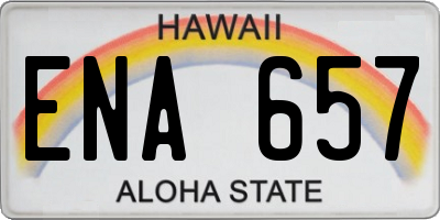 HI license plate ENA657