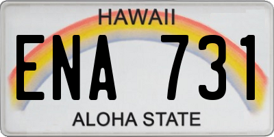 HI license plate ENA731