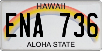 HI license plate ENA736