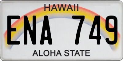 HI license plate ENA749